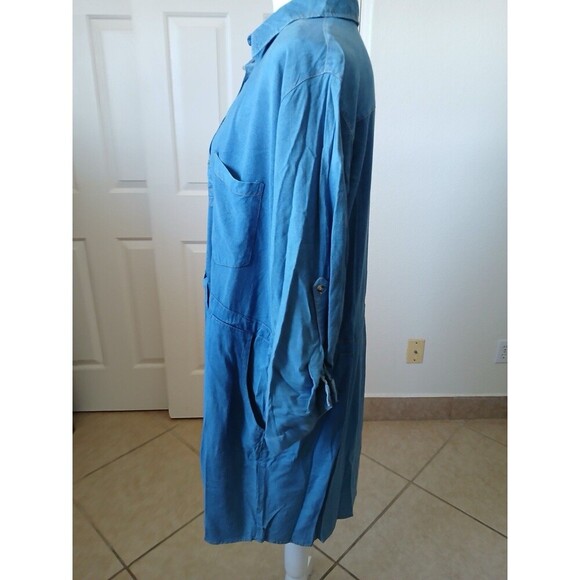 Song Of Style Chambray Tunic Dress Size 2X Belted Roll Tab Sleeve Knee Length - Picture 4 of 16